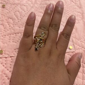 Elegant Gold and Silver Floral Ring